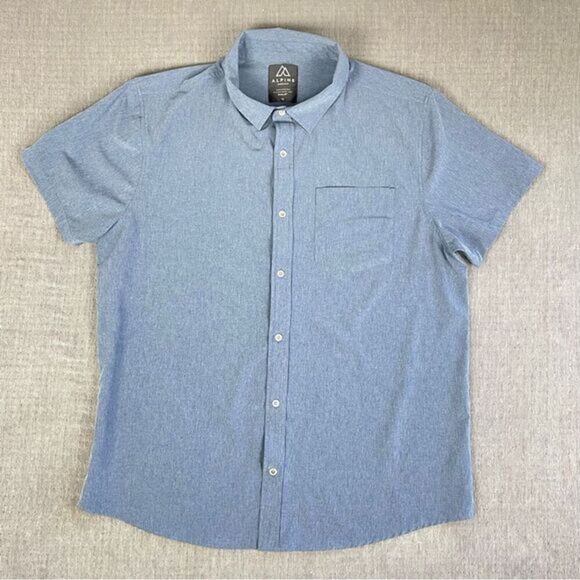 Alpine Design Blue Wrinkle Resistant Button Down Short Sleeve Shirt Men’s  XL - Picture 1 of 9